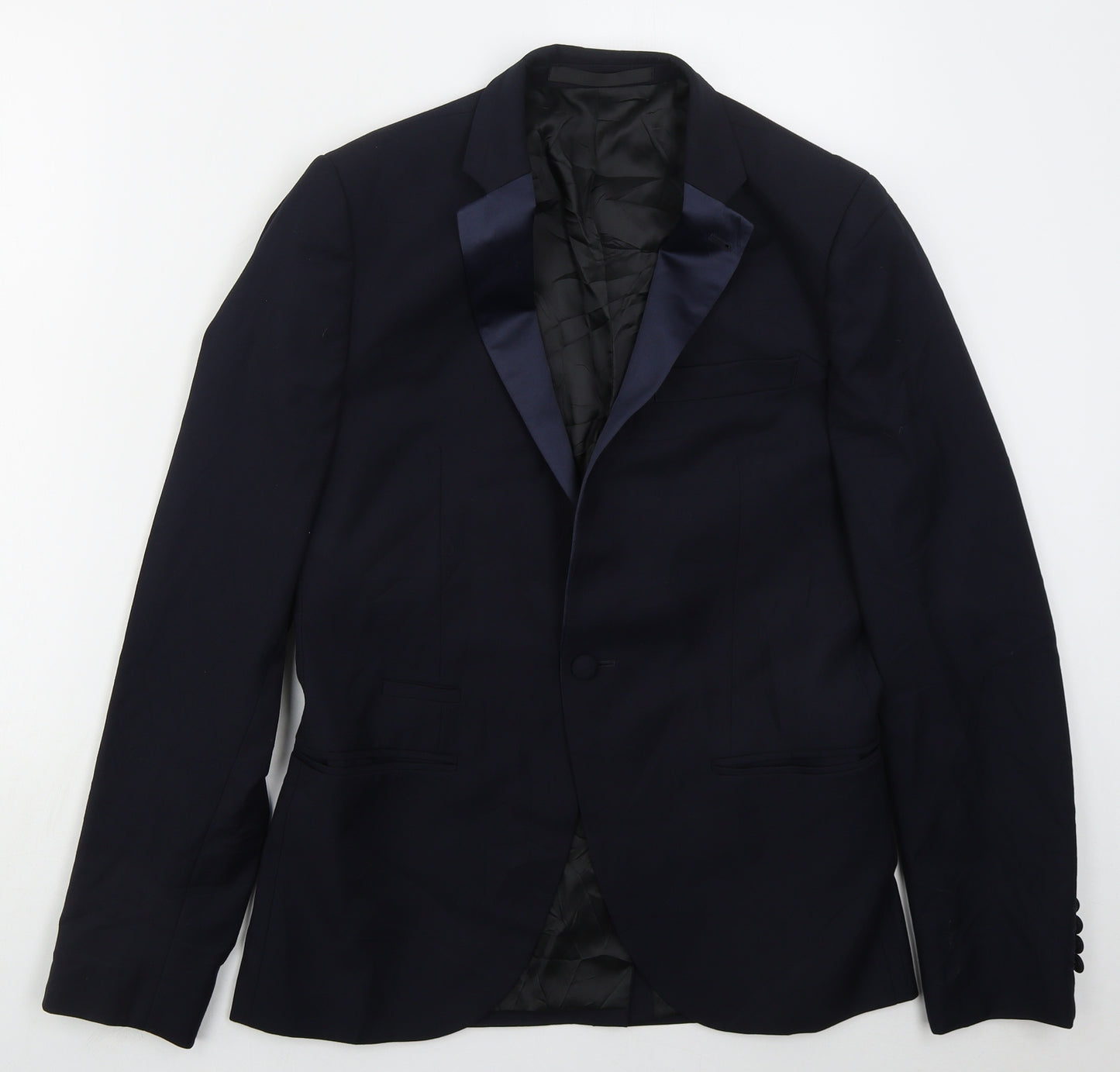 Topman Mens Blue  Polyester Jacket Suit Jacket Size 38