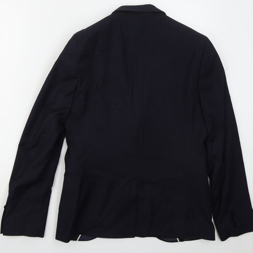 Topman Mens Blue  Polyester Jacket Suit Jacket Size 38