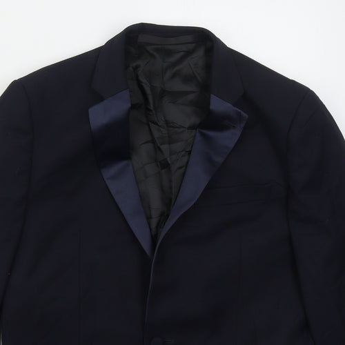 Topman Mens Blue  Polyester Jacket Suit Jacket Size 38