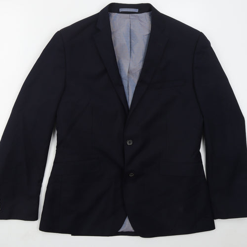 Burton Mens Blue  Polyester Jacket Suit Jacket Size 42
