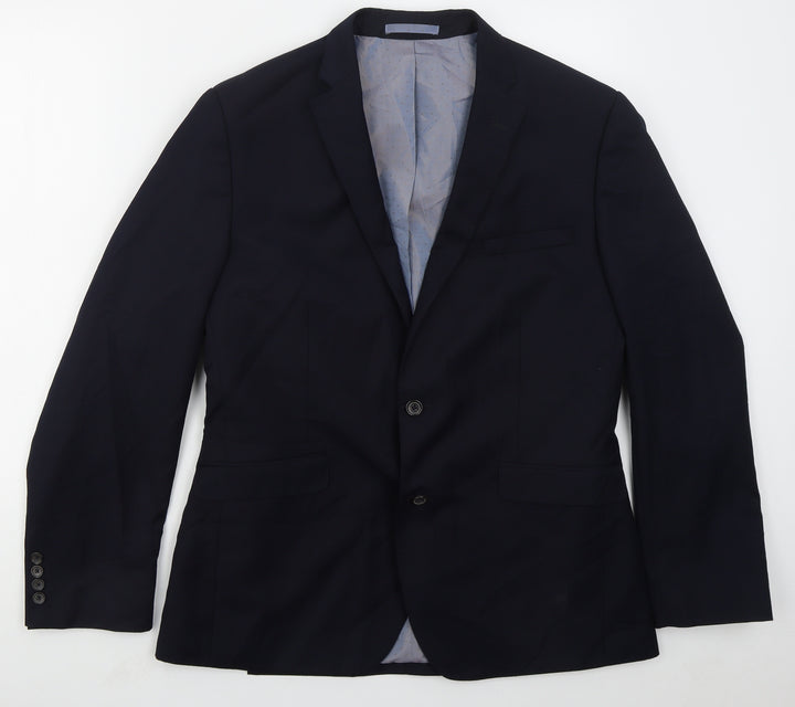 Burton Mens Blue  Polyester Jacket Suit Jacket Size 42