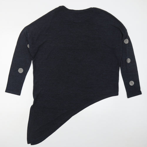 Izabel Womens Blue Round Neck Polka Dot Viscose Pullover Jumper Size 16