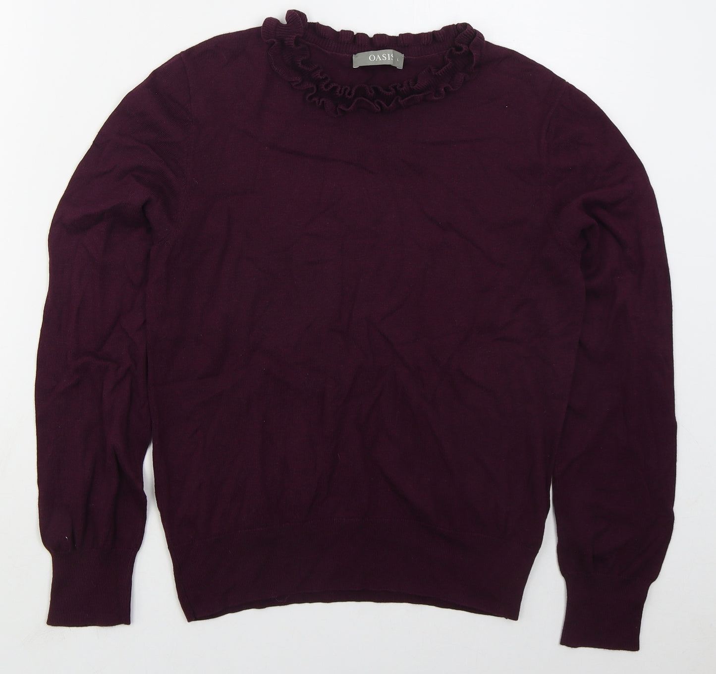 Oasis Womens Purple Crew Neck  Cotton Pullover Jumper Size L
