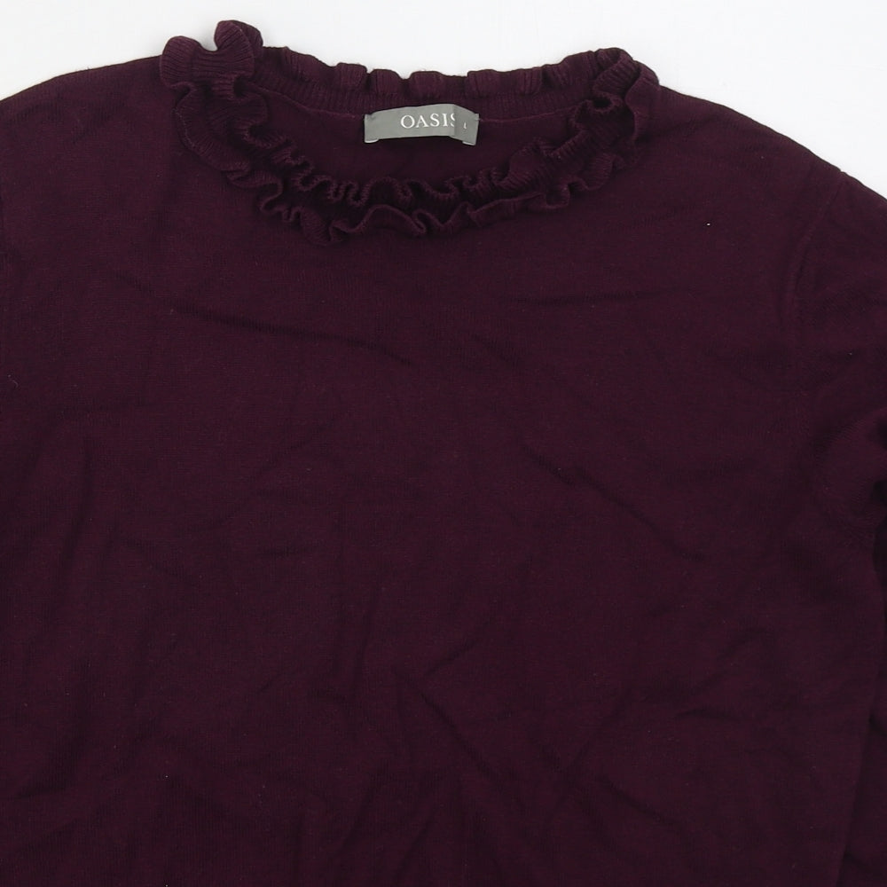 Oasis Womens Purple Crew Neck  Cotton Pullover Jumper Size L