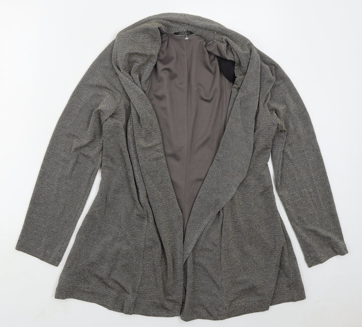 Roman Womens Grey V-Neck Nylon Cardigan Jumper Size 14