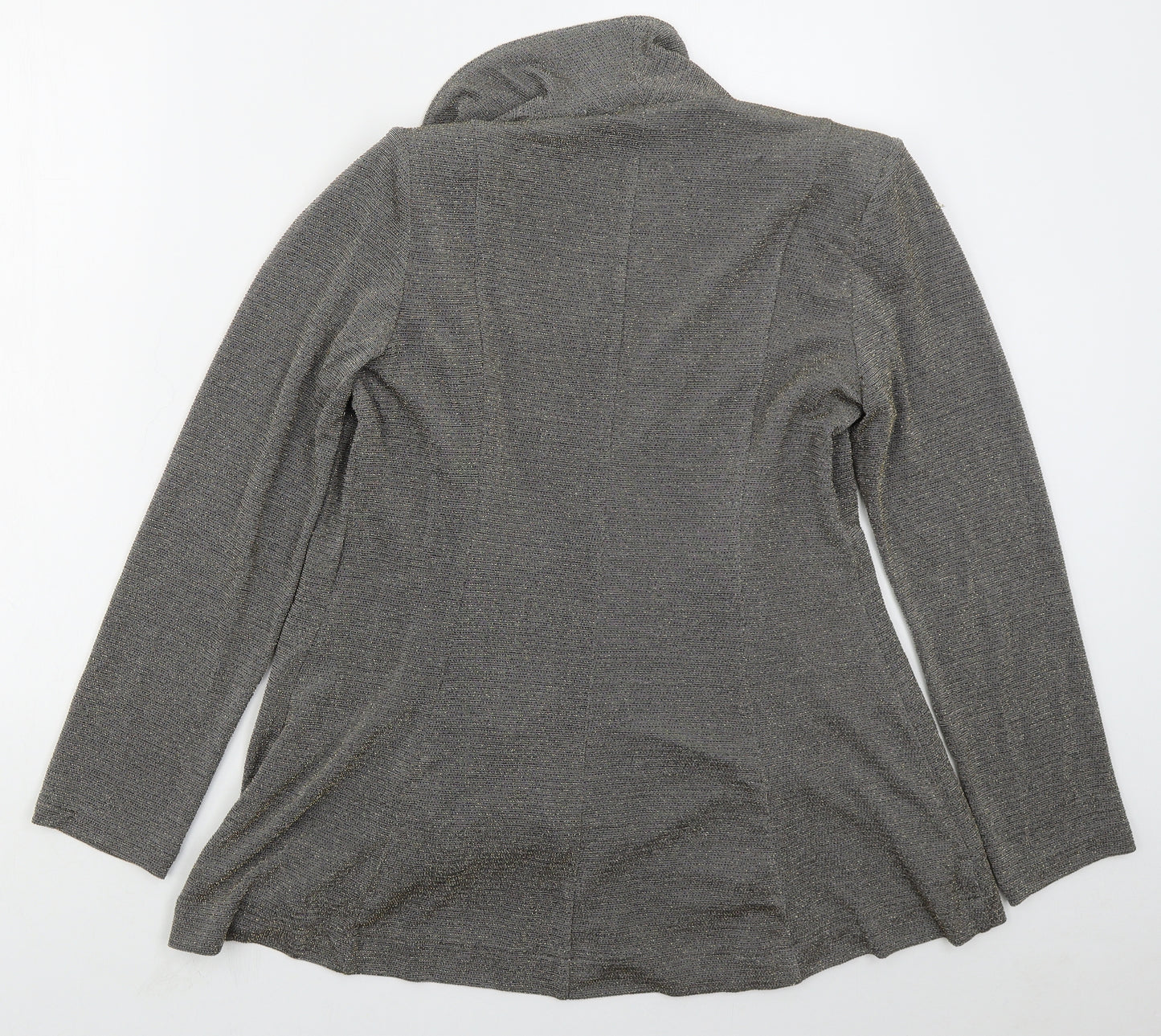 Roman Womens Grey V-Neck  Nylon Cardigan Jumper Size 14