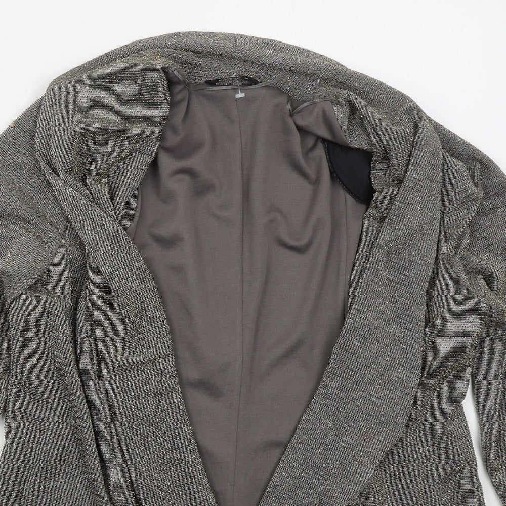 Roman Womens Grey V-Neck  Nylon Cardigan Jumper Size 14