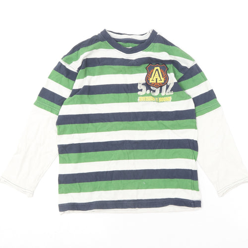 Cherokee Boys Multicoloured Striped Cotton Basic T-Shirt Size 7-8 Years Round Neck