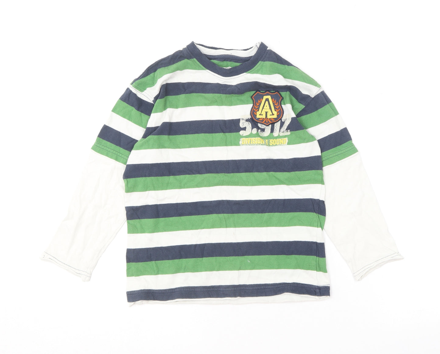 Cherokee Boys Multicoloured Striped Cotton Basic T-Shirt Size 7-8 Years Round Neck