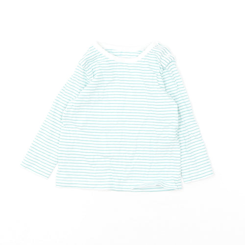 Dunnes Stores Baby Green Striped Cotton Basic T-Shirt Size 3-6 Months Round Neck
