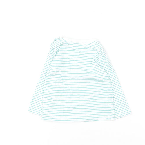 Dunnes Stores Baby Green Striped Cotton Basic T-Shirt Size 3-6 Months Round Neck
