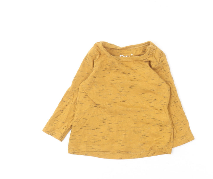 F&F Baby Yellow  Cotton Basic T-Shirt Size 0-3 Months Round Neck
