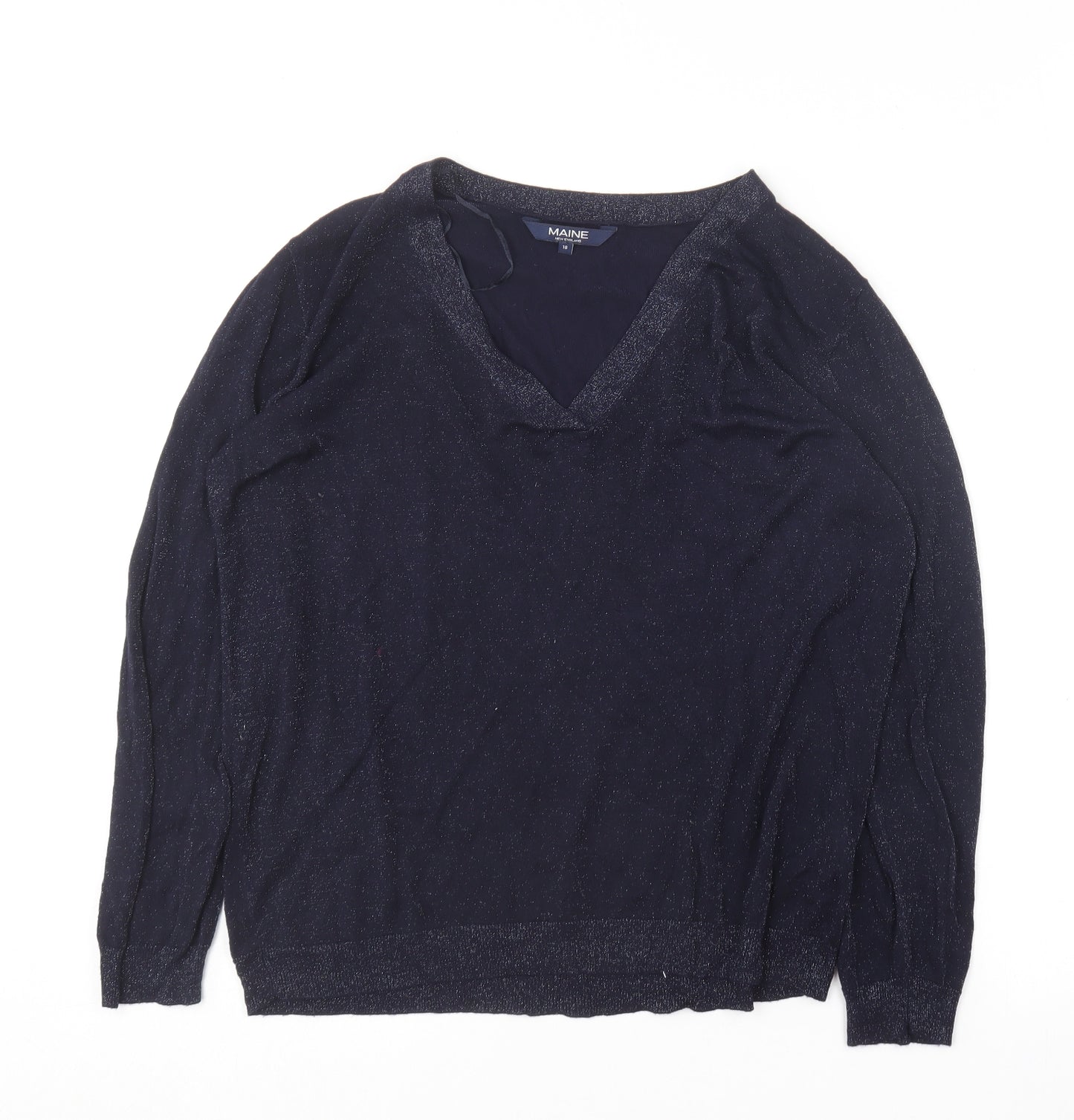 Maine Womens Blue  Viscose Basic T-Shirt Size 18 V-Neck