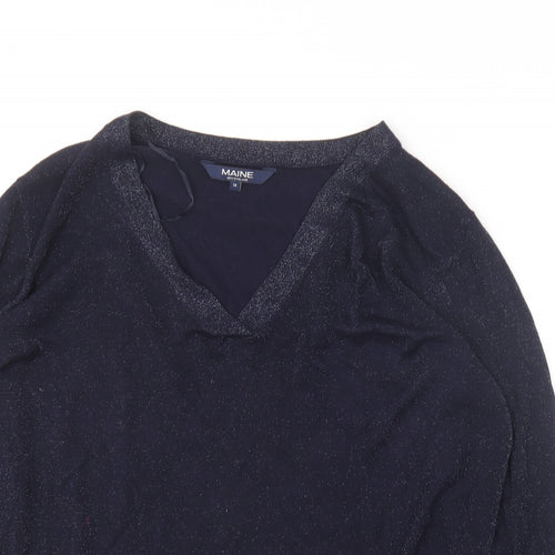 Maine Womens Blue  Viscose Basic T-Shirt Size 18 V-Neck