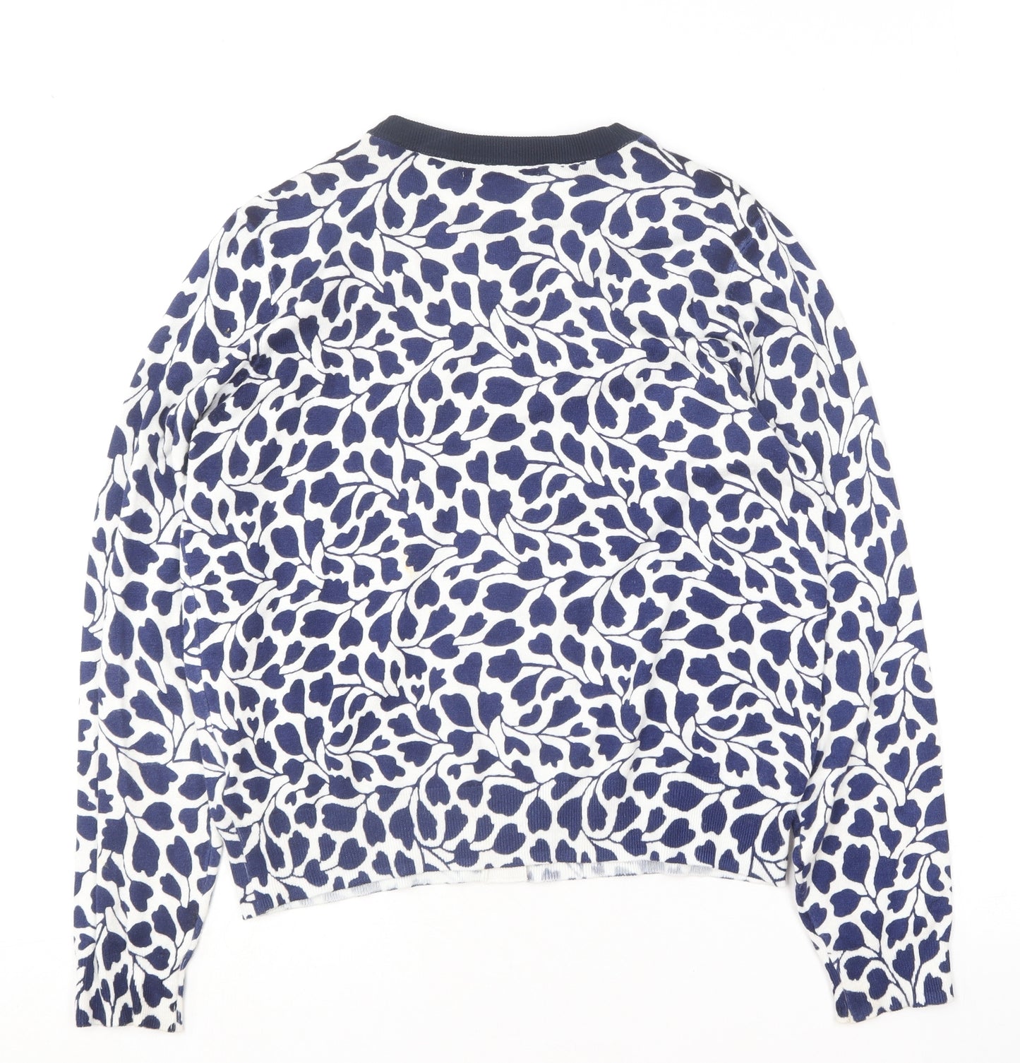 Marks and Spencer Womens Blue Round Neck Floral Viscose Cardigan Jumper Size 16