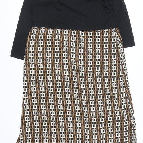 Primark Womens Multicoloured Geometric Polyester Skater Dress  Size 14  Round Neck