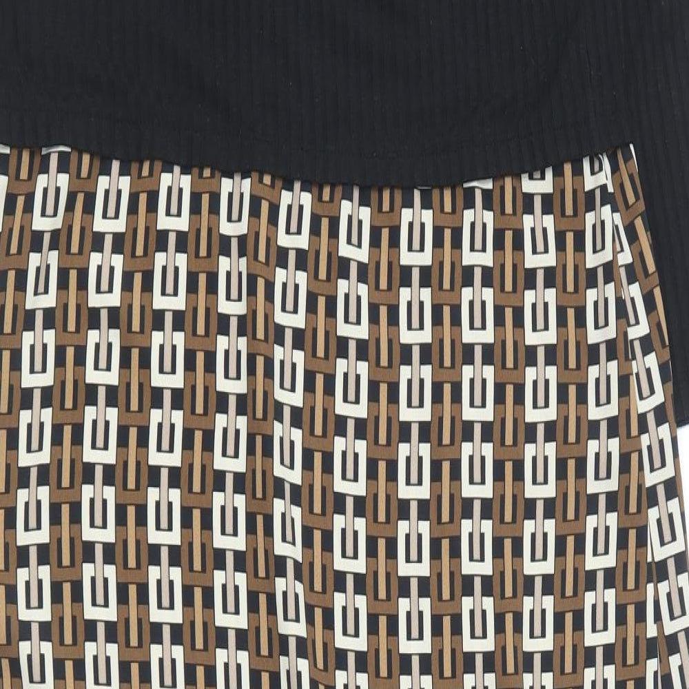 Primark Womens Multicoloured Geometric Polyester Skater Dress  Size 14  Round Neck