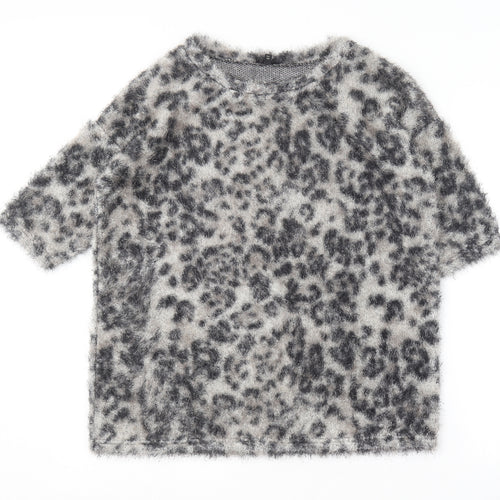 River Island Womens Multicoloured Round Neck Animal Print Polyester Pullover Jumper Size 10