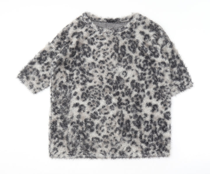 River Island Womens Multicoloured Round Neck Animal Print Polyester Pullover Jumper Size 10