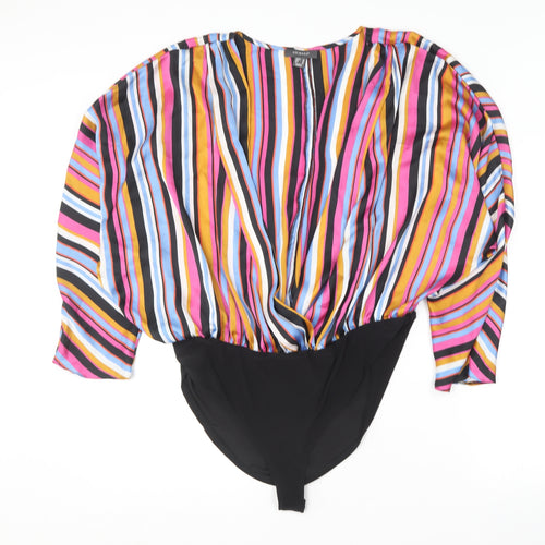 Primark Womens Multicoloured Striped Polyester Bodysuit One-Piece Size 20