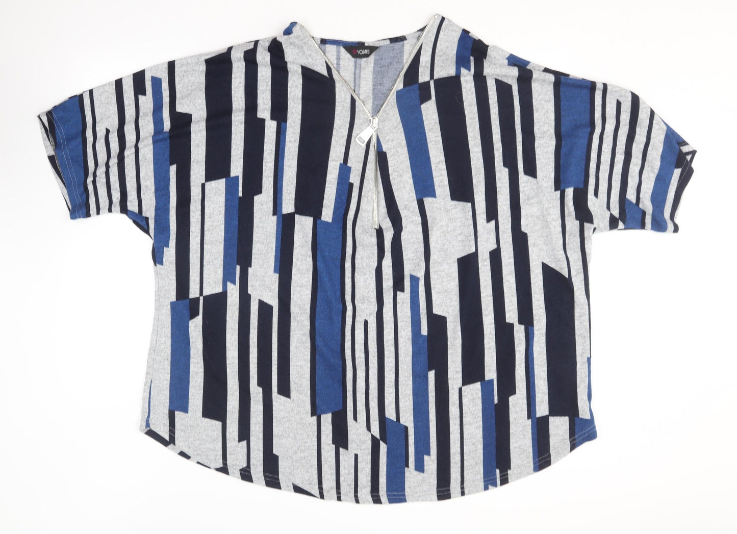 Yours Womens Blue  Polyester Basic T-Shirt Size 26 V-Neck
