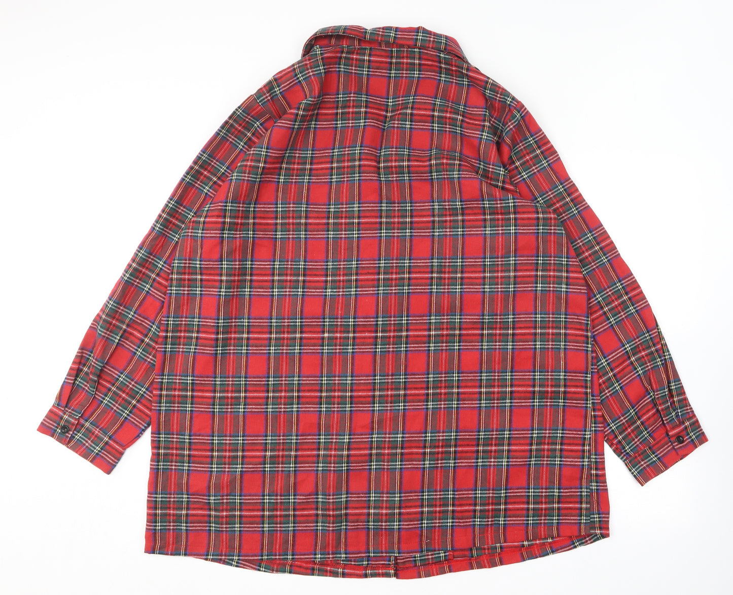 SheIn Womens Red Plaid Polyester Basic Button-Up Size 2XL Collared