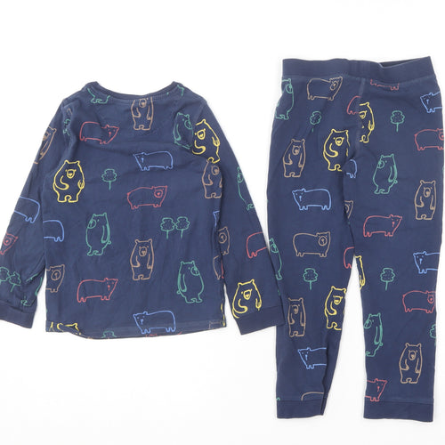 Marks and Spencer Boys Blue Geometric Cotton  Pyjama Set Size 4-5 Years