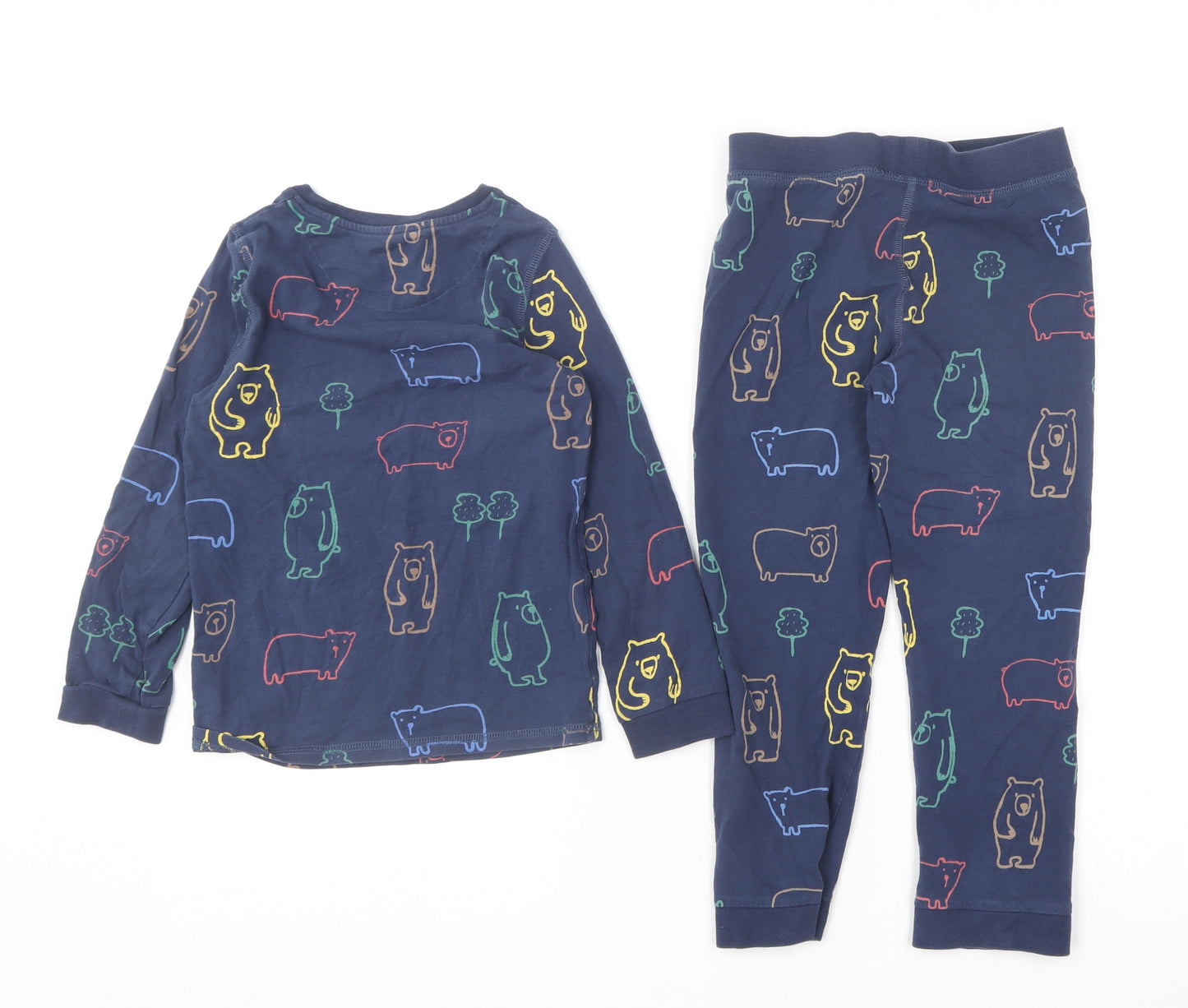 Marks and Spencer Boys Blue Geometric Cotton  Pyjama Set Size 4-5 Years