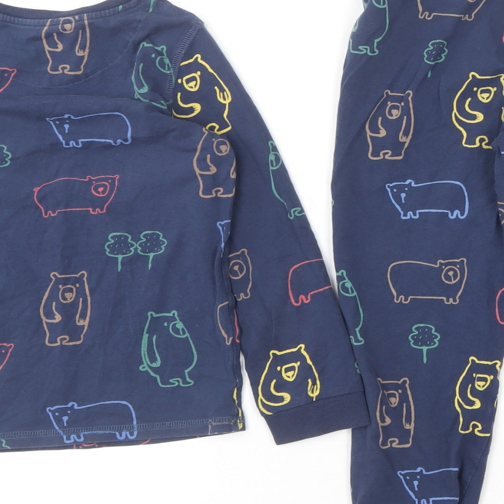 Marks and Spencer Boys Blue Geometric Cotton  Pyjama Set Size 4-5 Years