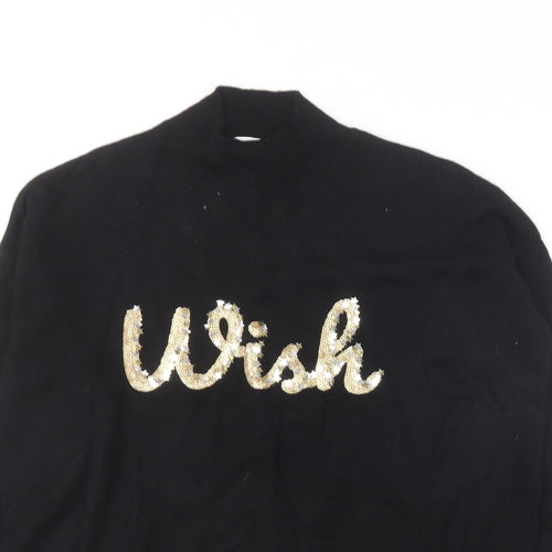 NEXT Womens Black Crew Neck  Nylon Pullover Jumper Size 12