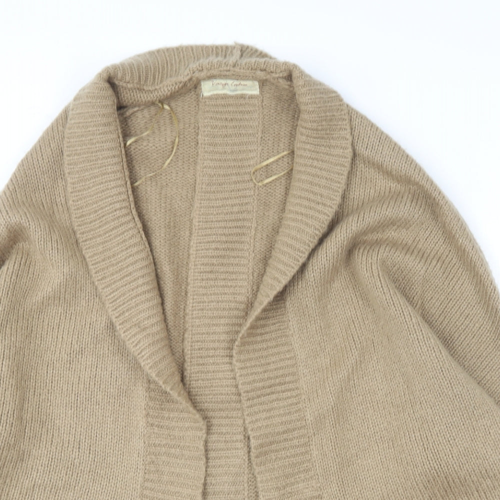 Vintage Couture Womens Brown V-Neck  Acrylic Cape Jumper Size L