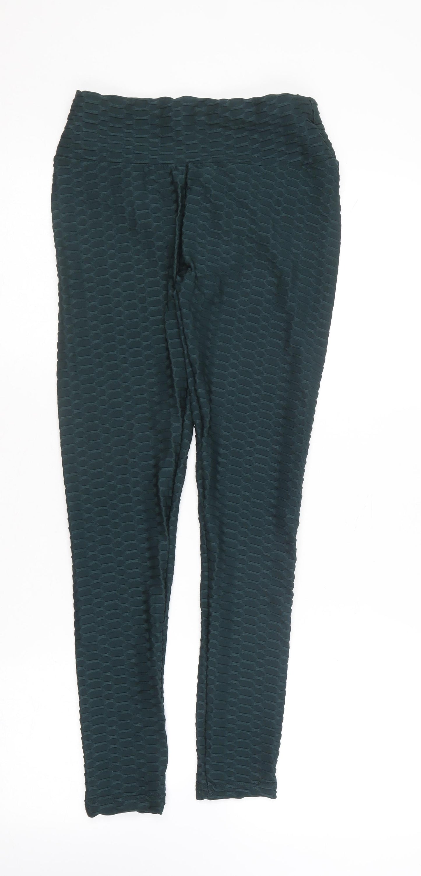 Preworn Womens Green  Polyester Compression Leggings Size M L25.5 in Regular