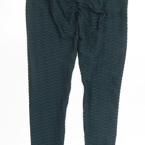 Preworn Womens Green  Polyester Compression Leggings Size M L25.5 in Regular