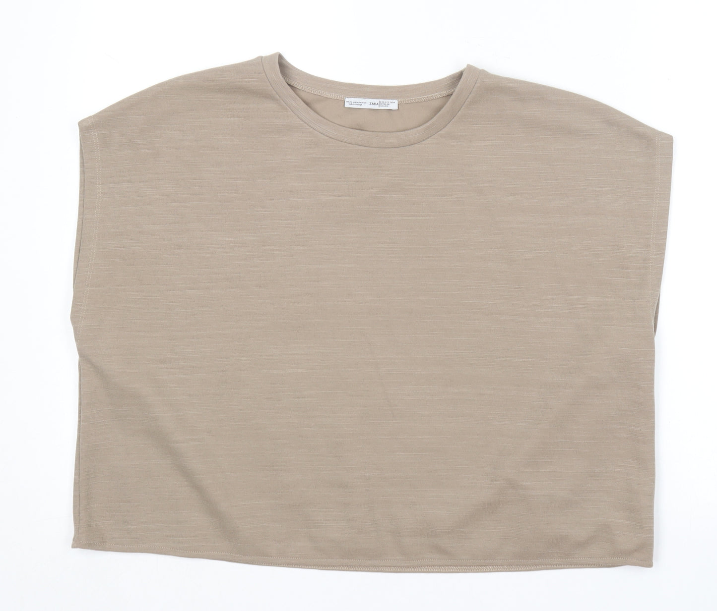 Zara Womens Brown  Polyester Basic T-Shirt Size M Round Neck