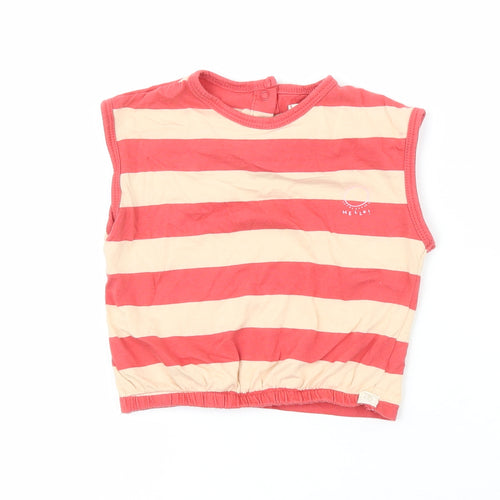 Mango Girls Red Striped 100% Cotton Pullover Tank Size 12-18 Months Boat Neck
