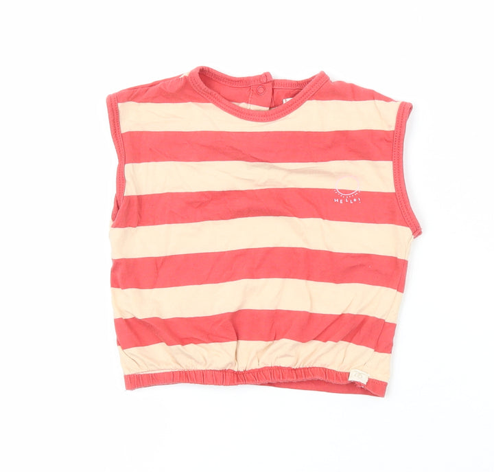 Mango Girls Red Striped 100% Cotton Pullover Tank Size 12-18 Months Boat Neck