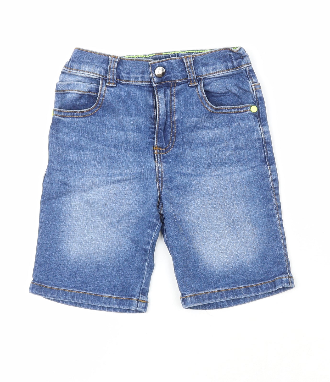 F&F Boys Blue  Cotton Dungaree Shorts Shorts Size 6-7 Years L18 in Regular