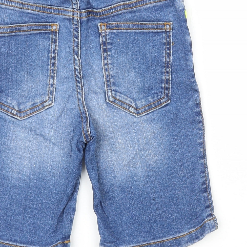 F&F Boys Blue  Cotton Dungaree Shorts Shorts Size 6-7 Years L18 in Regular