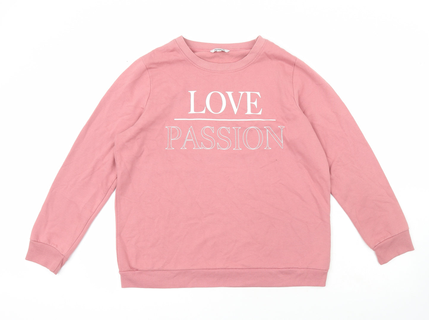 Pep&Co Womens Pink Boat Neck  Cotton Pullover Jumper Size L   - Slogan
