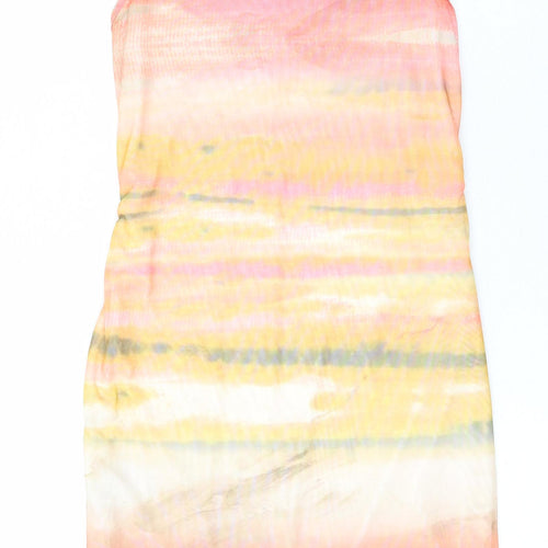 PRETTYLITTLETHING Womens Multicoloured Tie Dye Polyester Pencil Dress  Size 10  Collared