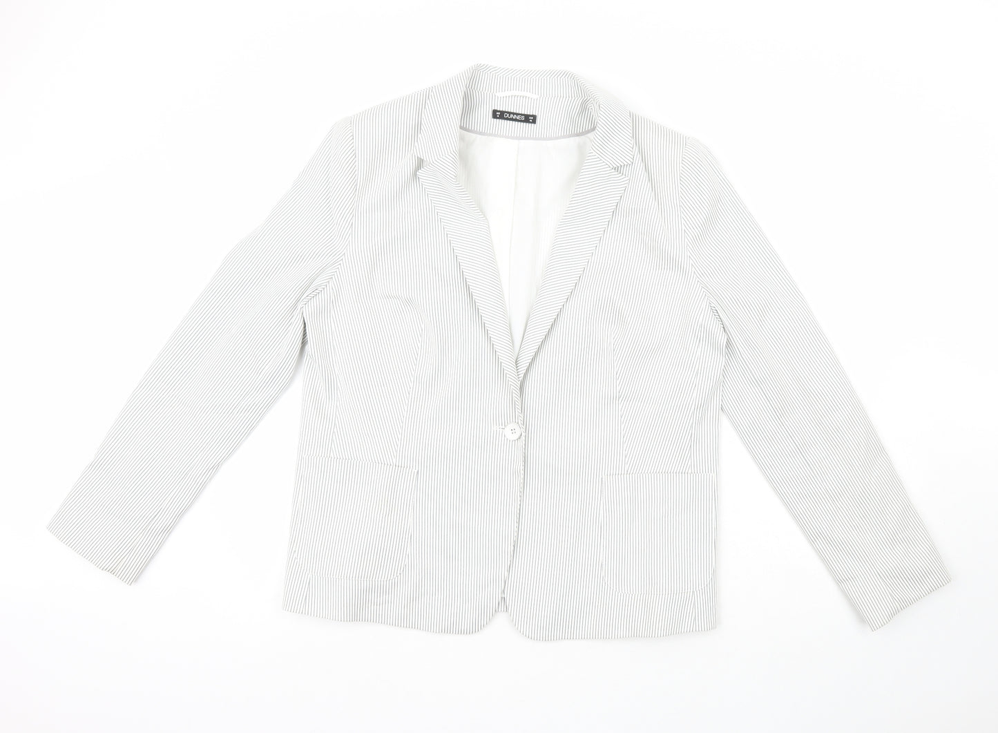 Dunnes Womens Grey Striped  Jacket  Size 18