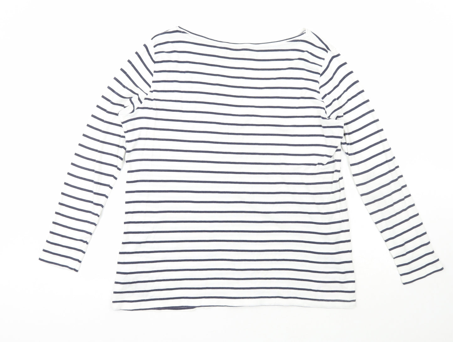 F&F Womens White Striped 100% Cotton Basic T-Shirt Size 22 Boat Neck
