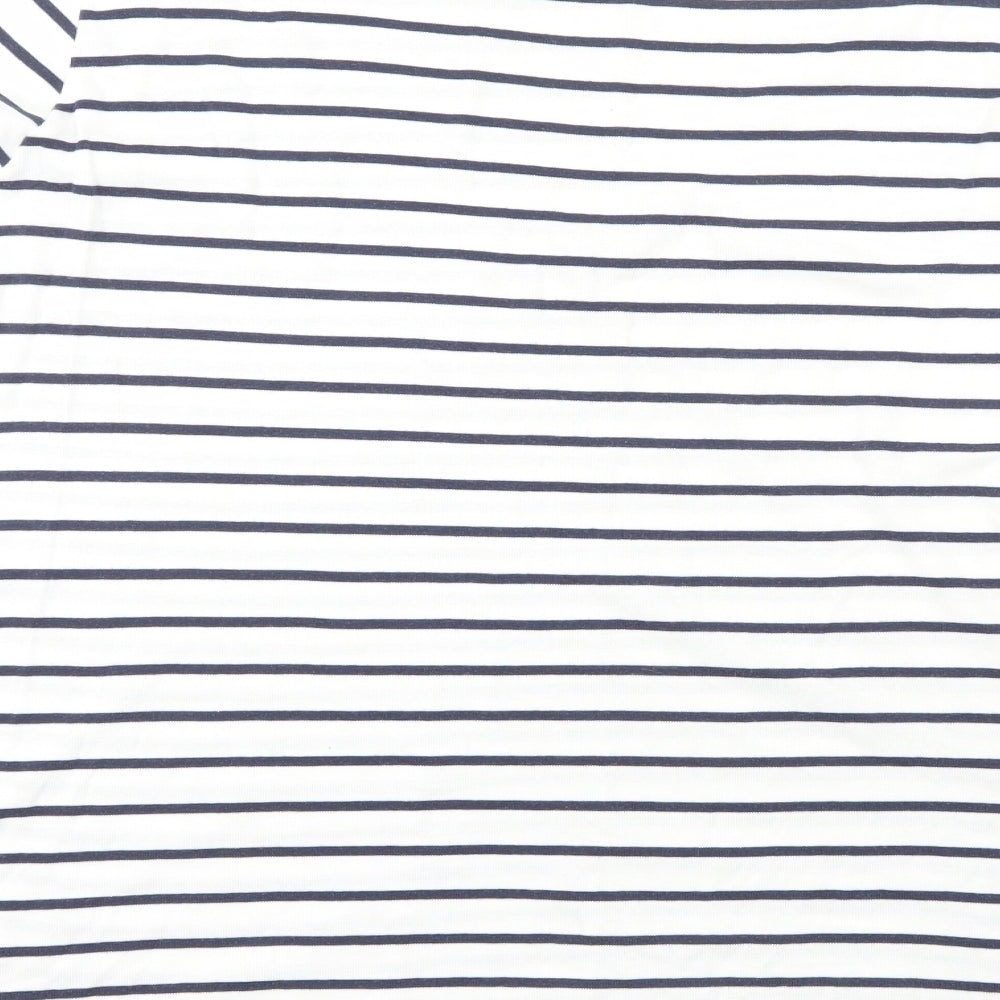 F&F Womens White Striped 100% Cotton Basic T-Shirt Size 22 Boat Neck