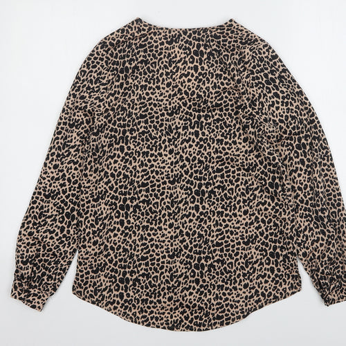 Primark Womens Multicoloured Animal Print Polyester Basic Button-Up Size 6 V-Neck
