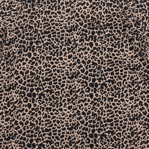 Primark Womens Multicoloured Animal Print Polyester Basic Button-Up Size 6 V-Neck