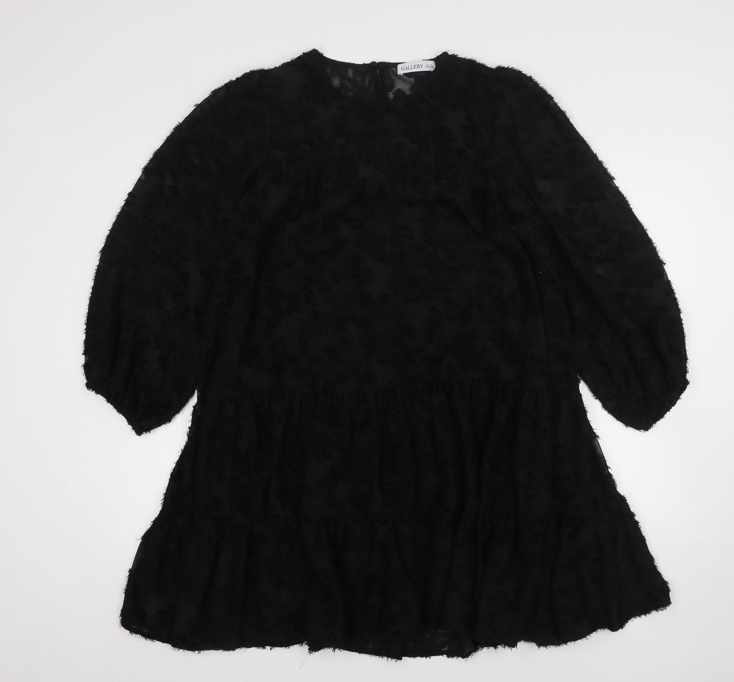 Gallery Womens Black  Polyester A-Line  Size S  Round Neck
