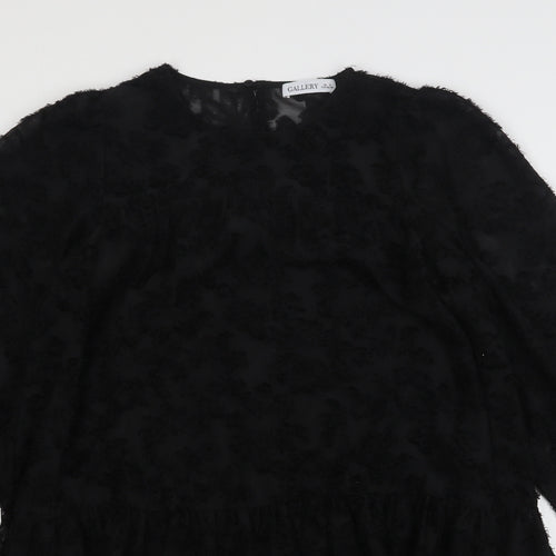 Gallery Womens Black  Polyester A-Line  Size S  Round Neck