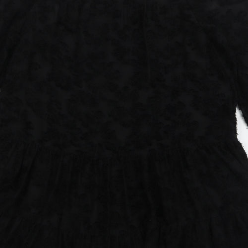 Gallery Womens Black  Polyester A-Line  Size S  Round Neck