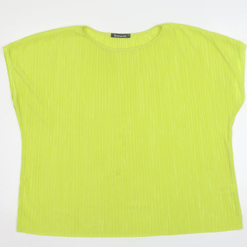 Bonmarché Womens Green  Polyester Basic Blouse Size 16 Round Neck