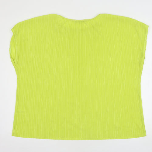 Bonmarché Womens Green  Polyester Basic Blouse Size 16 Round Neck